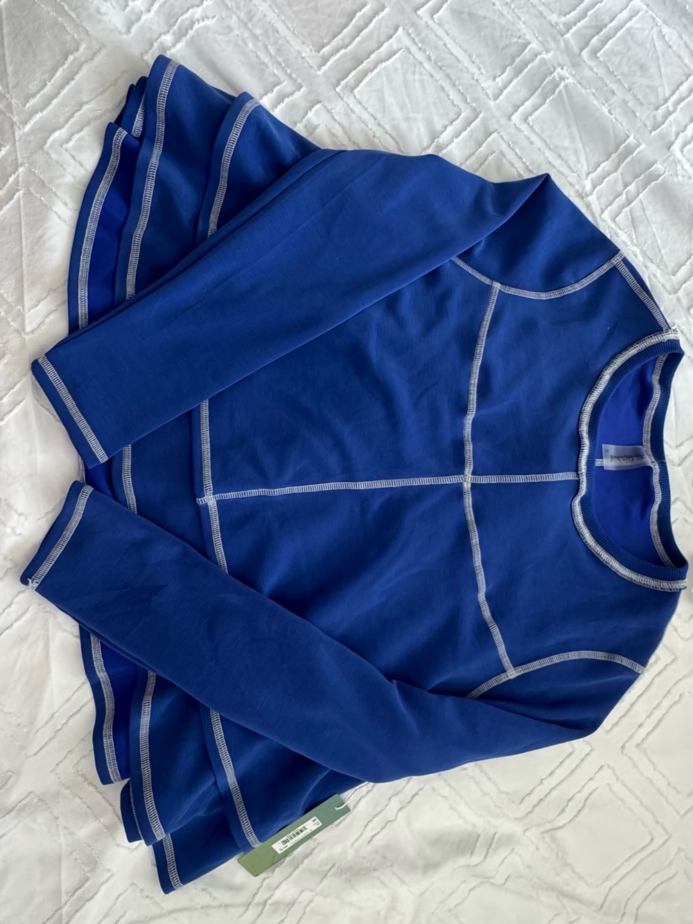 Altar'd State Royal Blue Crewneck Sweater with Contrast Stitching